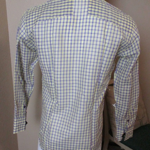 Bogosse Plaid Button Front Shirt Mens Medium New - Picture 3 of 7